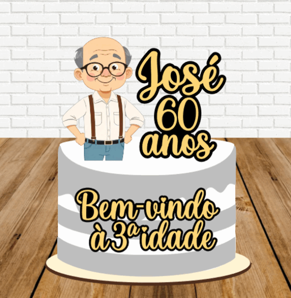 Arquivo de corte Topo de bolo senhor 60 anos 3D