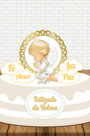 Arquivo de corte Topo de bolo BATIZADO ANJINHO 3D