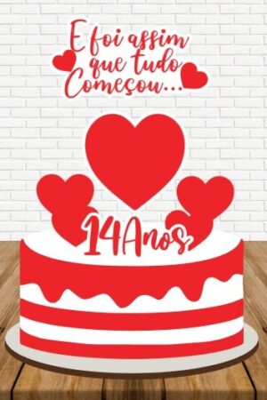 Arquivo de corte Topo de bolo 14 ANOS CASADOS CORAÇÃO