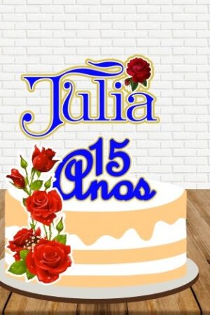 Arquivo de corte Topo de bolo 15 ANOS ROSAS