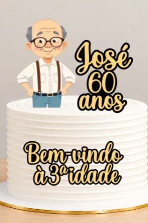 Arquivo de corte Topo de bolo senhor 60 anos 3D - STUDIO