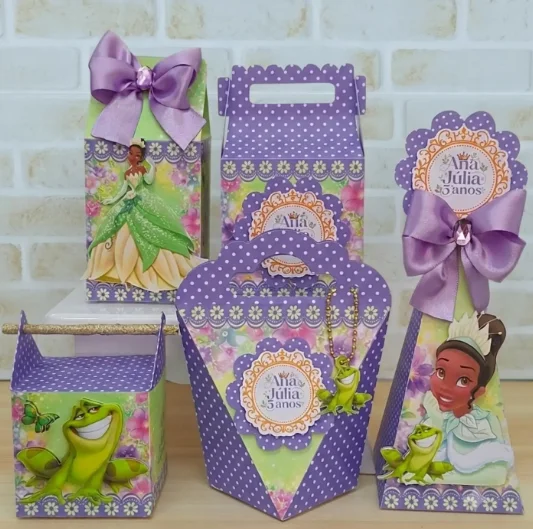 Kit 20 Caixinhas Personalizadas Princesa Tiana